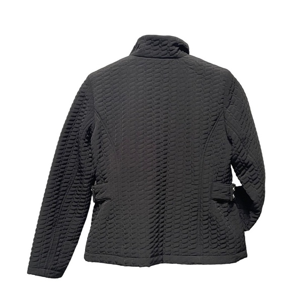 Gallery Petite Quilted Zipper Black Coat Size PM - Picture 2 of 8